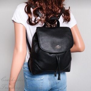 Coach Black Leather Backpack